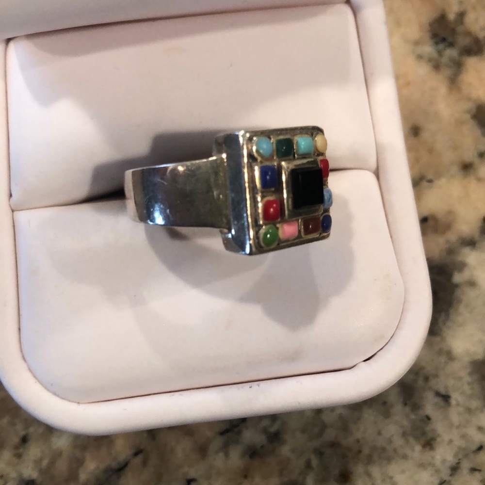 Multi Colored Stone Silver Ring. - image 3